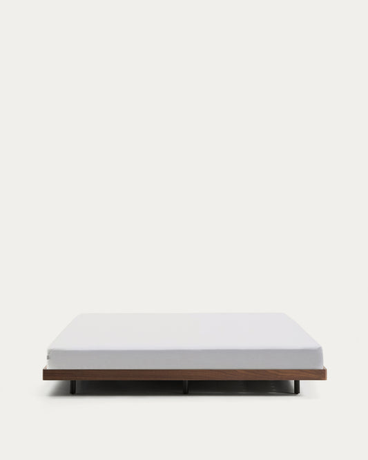 Base Norlen en placage de noyer avec finition foncée pour matelas de 180 x 200 cm FSC Mix Credit