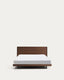 Cama Norlen de chapa de nogal con acabado oscuro y luz LED para colchón de 160 x 200 cm FSC Mix Credit