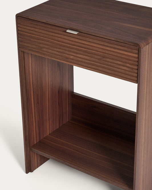 Consola Norlen con cajón y balda de chapa de nogal FSC Mix Credit 60 x 81 cm