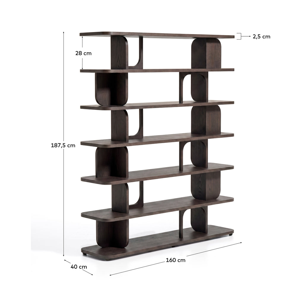 Estantería Aduma de chapa de roble con acabado ebonizado FSC 100% 160 x 187 cm