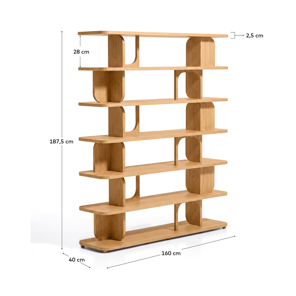 Étagère Aduma en placage de chêne avec finition ton naturel FSC 100 % 160 x 187 cm
