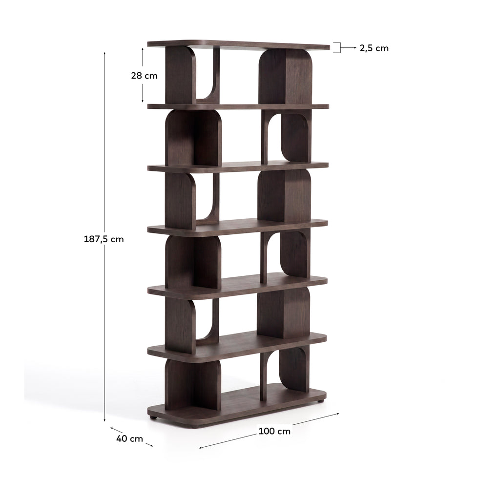 Étagère Aduma en placage de chêne avec finition ébonisée FSC 100 % 100 x 187 cm