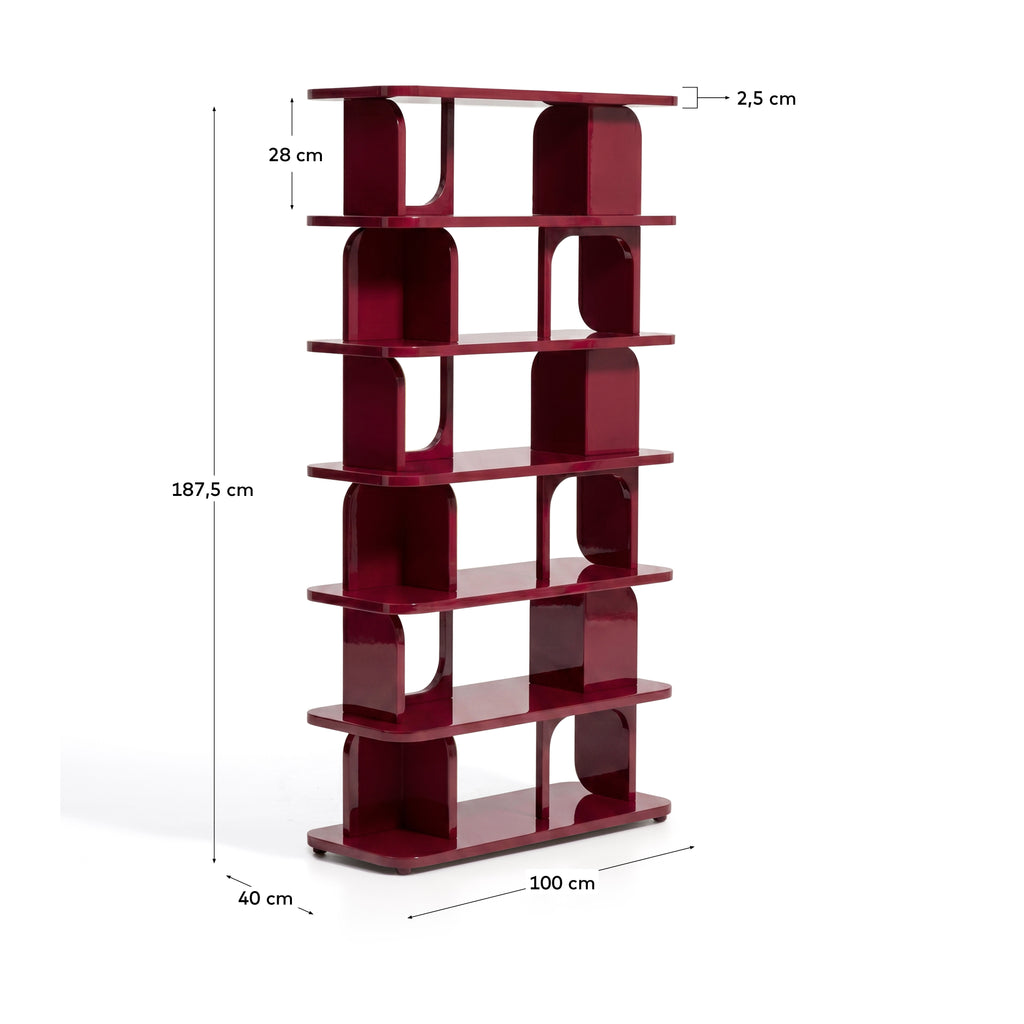 Étagère Aduma MDF laqué grenat avec finition brillante FSC 100 % 100 x 187 cm