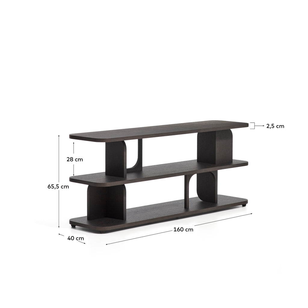 Estantería Aduma de chapa de roble con acabado ebonizado FSC 100% 160 x 65 cm