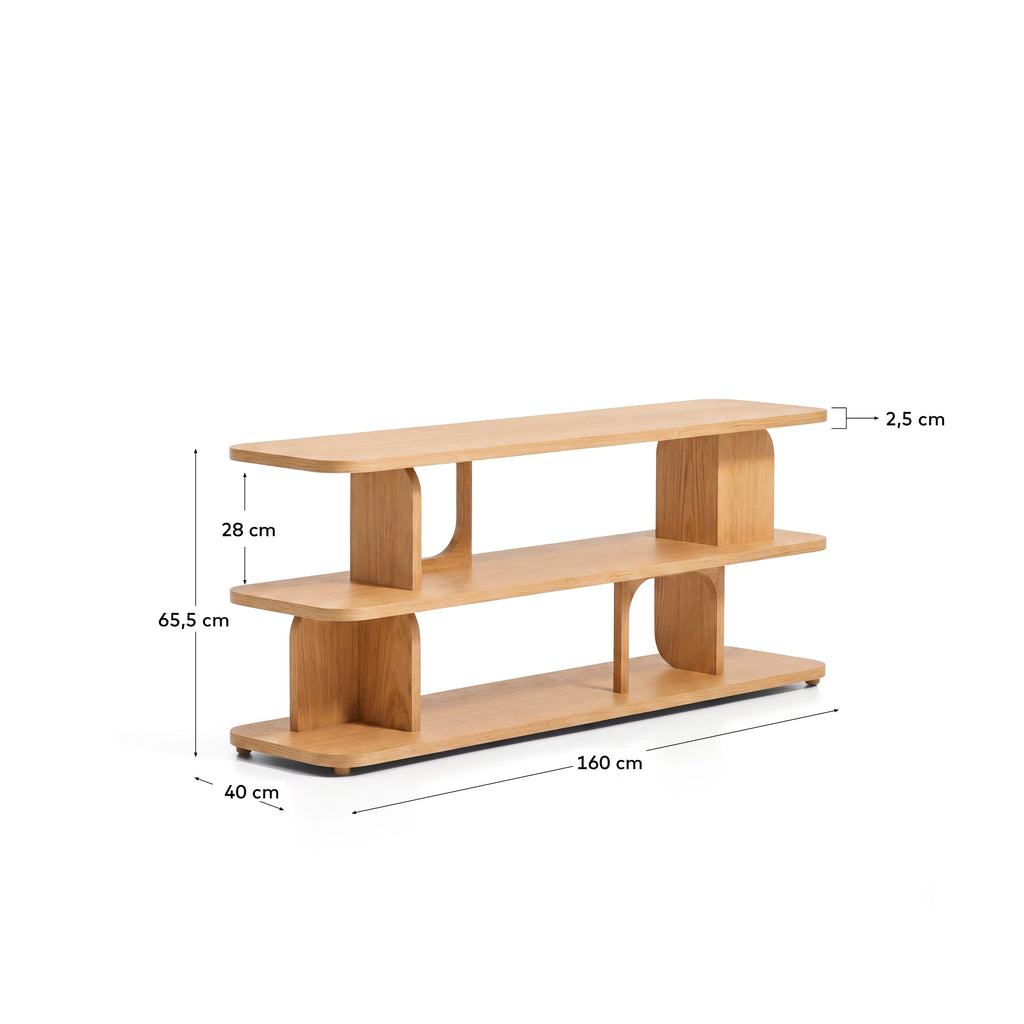 Étagère Aduma en placage de chêne avec finition ton naturel FSC 100 % 160 x 65 cm