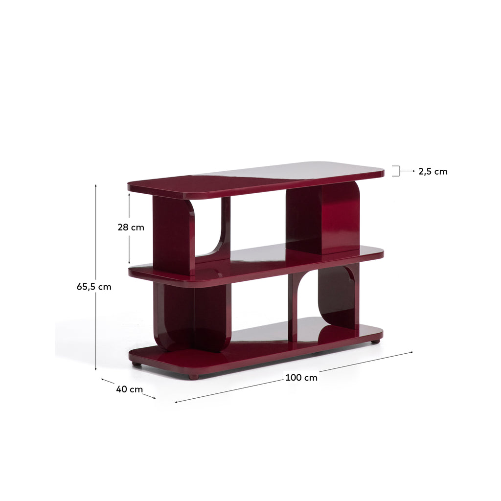 Étagère Aduma en mdf laqué grenat avec finition brillante FSC 100% 100 x 65 cm