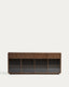 Buffet Helvine 4 portes et 4 tiroirs en placage de frêne avec finition ton noyer et verre trempé 200 x 80 cm FSC 100 %