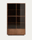 Vitrina Helvine 4 puertas y 2 cajones de chapa de fresno con acabado tono nogal y vidrio templado 100 x 174 cm FSC 100%
