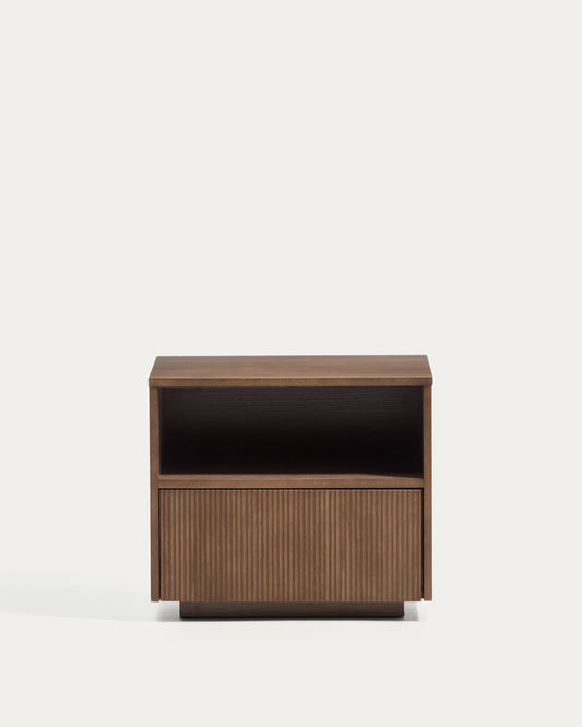Table de nuit Helvine en placage de frêne avec finition ton noyer 60 x 52 cm FSC 100 %