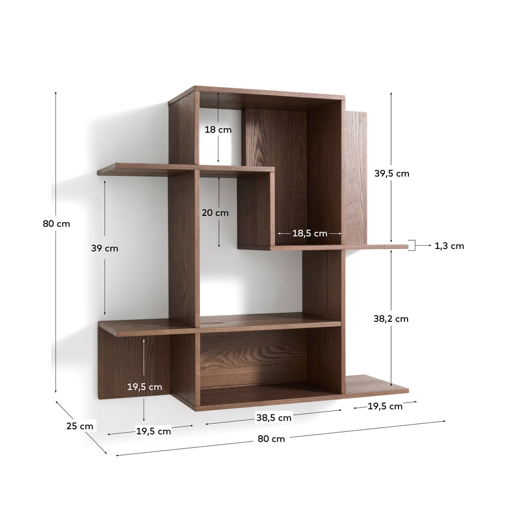 Prestatgeria modular Ina de xapa de freixe amb acabat en to noguera 80 x 80 cm FSC 100%