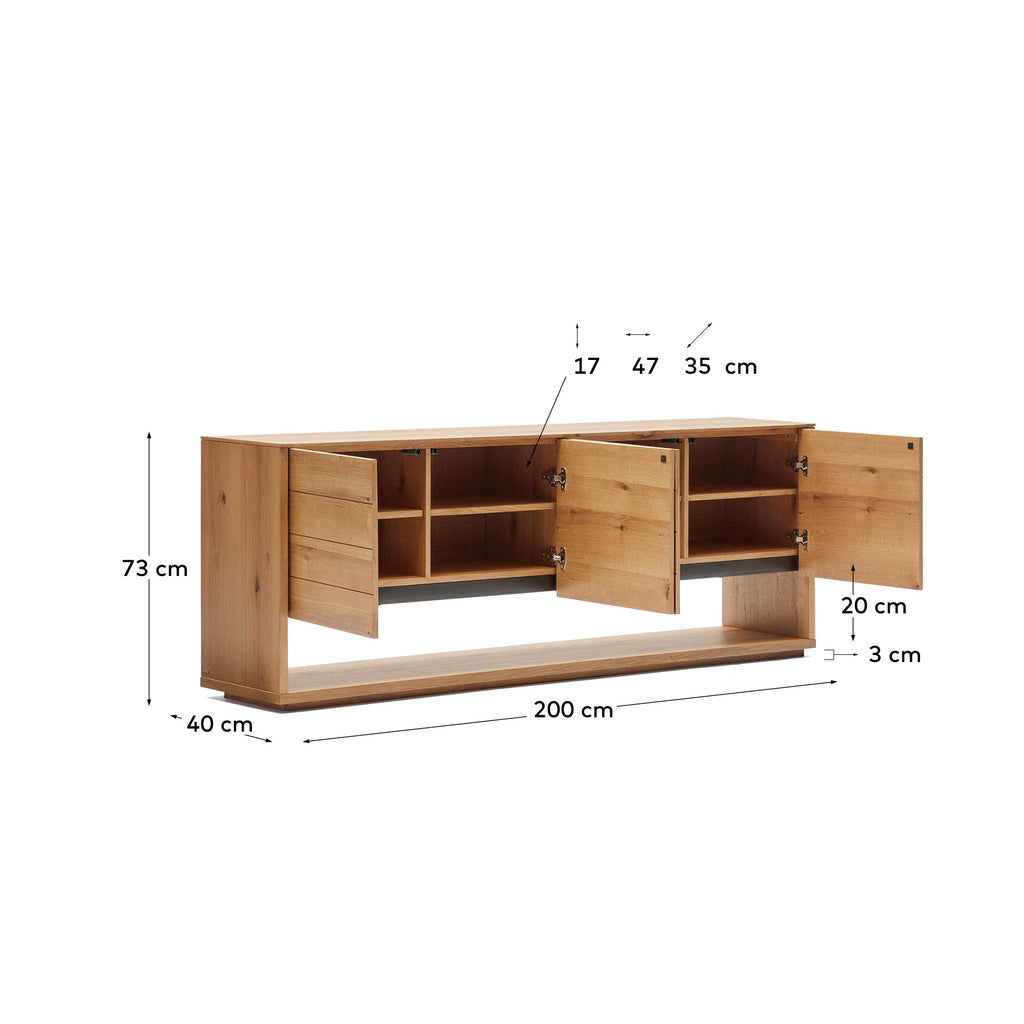 Aparador Alguema 4 portes en xapa de roure amb acabat natural 200 x 74 cm