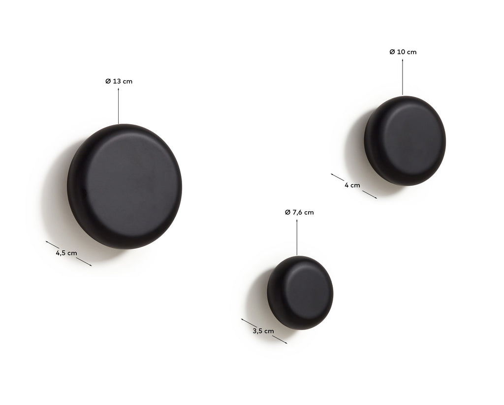 Set Nadue de 3 colgadores de madera maciza de haya con acabado negro