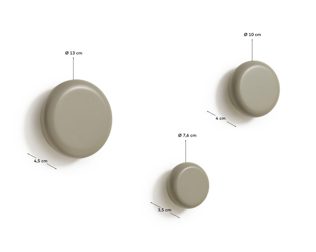 Set Nadue de 3 colgadores de madera maciza de haya con acabado gris