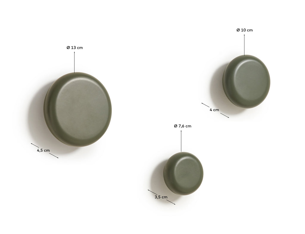 Lot de 3 patères Nadue en bois de hêtre finition verte