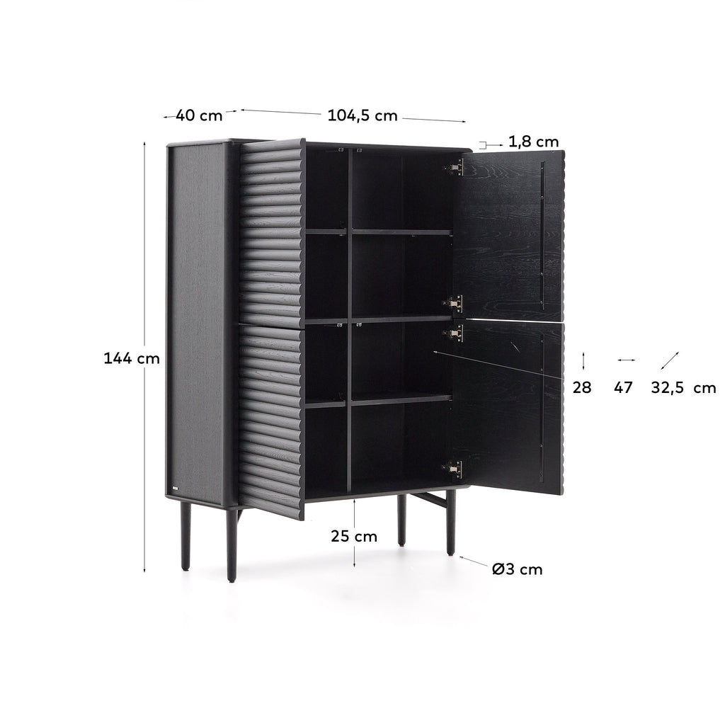 Aparador alt Lenon 4 portes fusta massissa i xapa roure negre 105x144 cm FSC Mix Credit