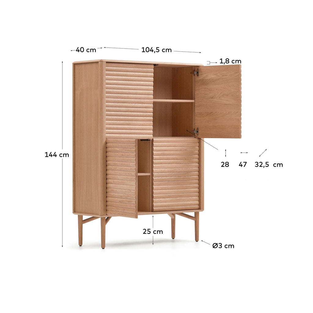 Aparador alto Lenon 4 puertas madera maciza y chapa de roble 104,5 x 144 cm FSC MIX Credit