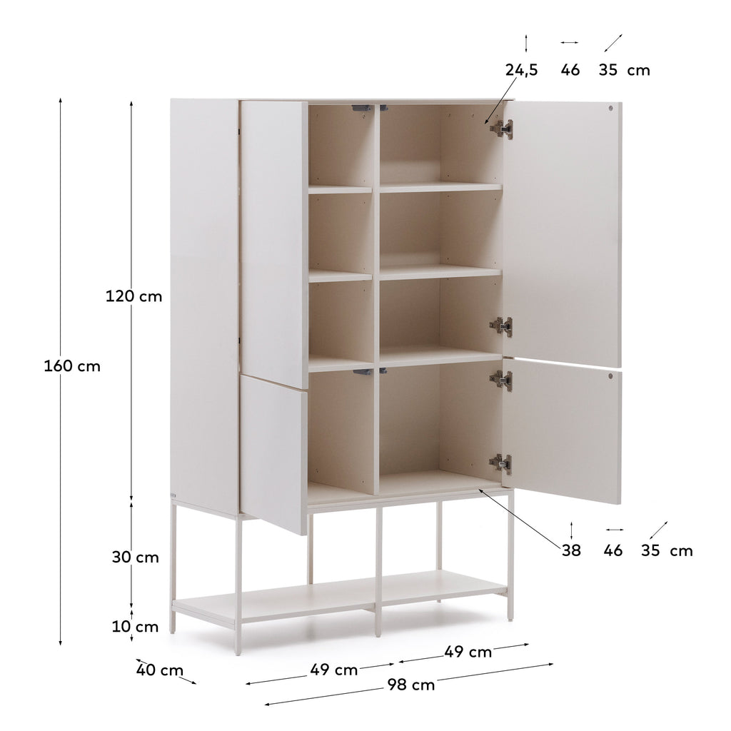 Aparador alt Vedrana 4 portes DM lacat blanc 97,5 x 160 cm