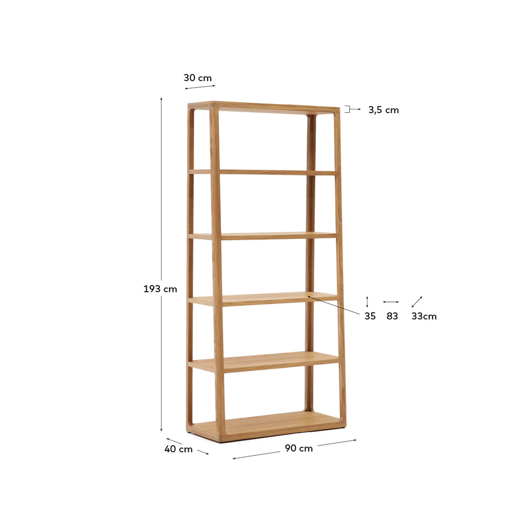Prestatgeria Maymai amb estructura de fusta massissa de roure 90 x 193 cm