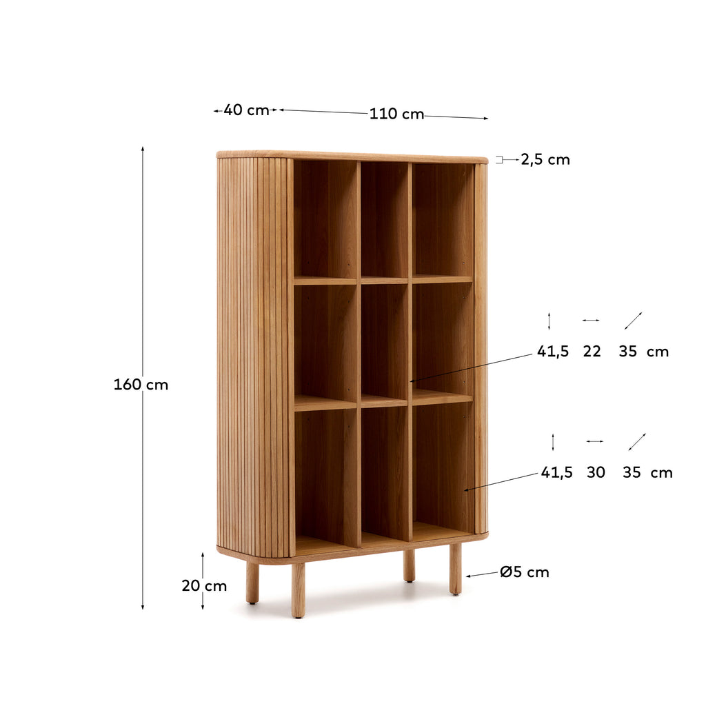 Aparador alt Mailen 2 portes en xapa de freixe amb acabat natural 110 x 160 cm