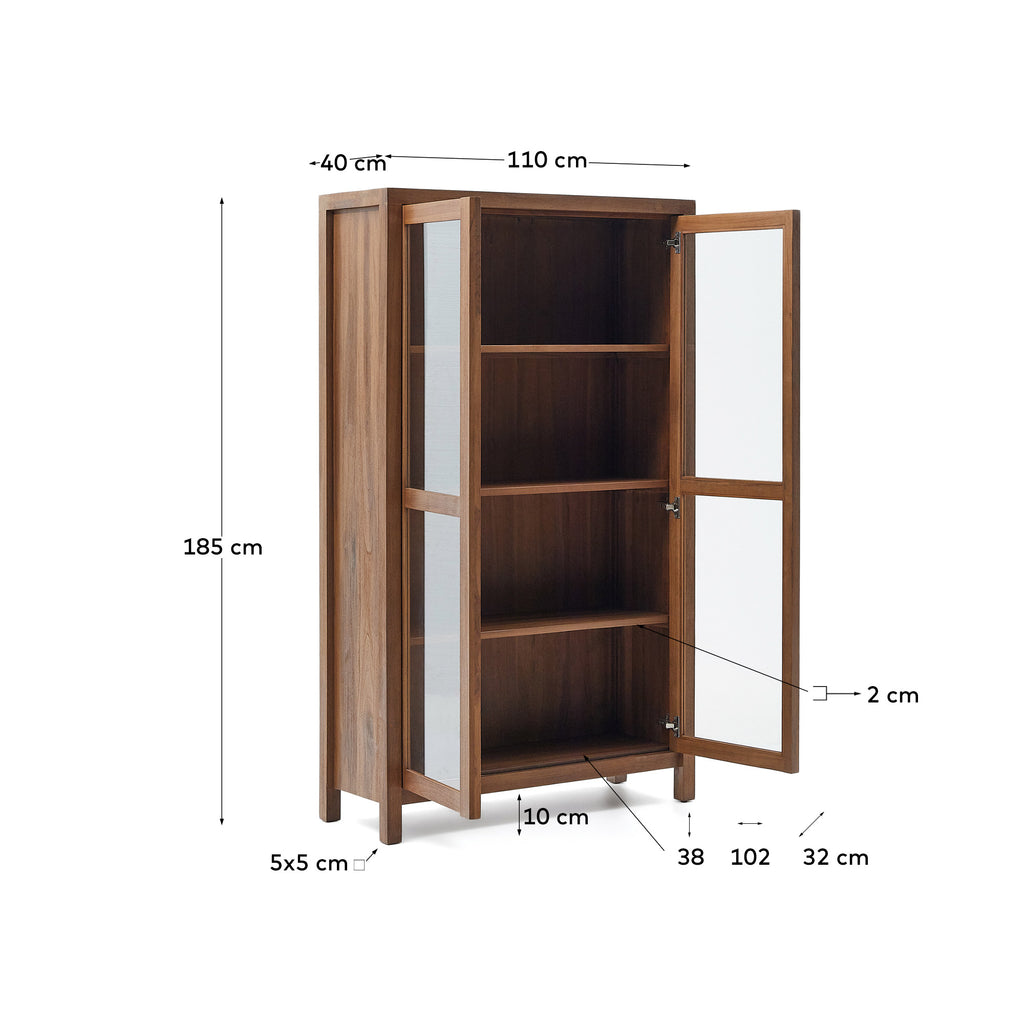 Vitrina Sashi de madera maciza de teca 110 x 185 cm