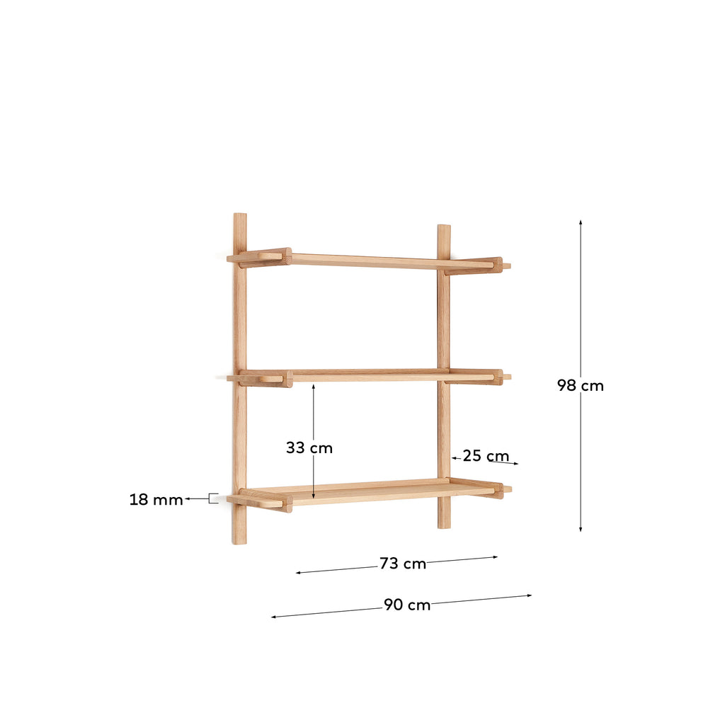 Prestatgeria modular Sitra 3 lleixes fusta massissa roure acabat natural 90cm FSC Mix Credit