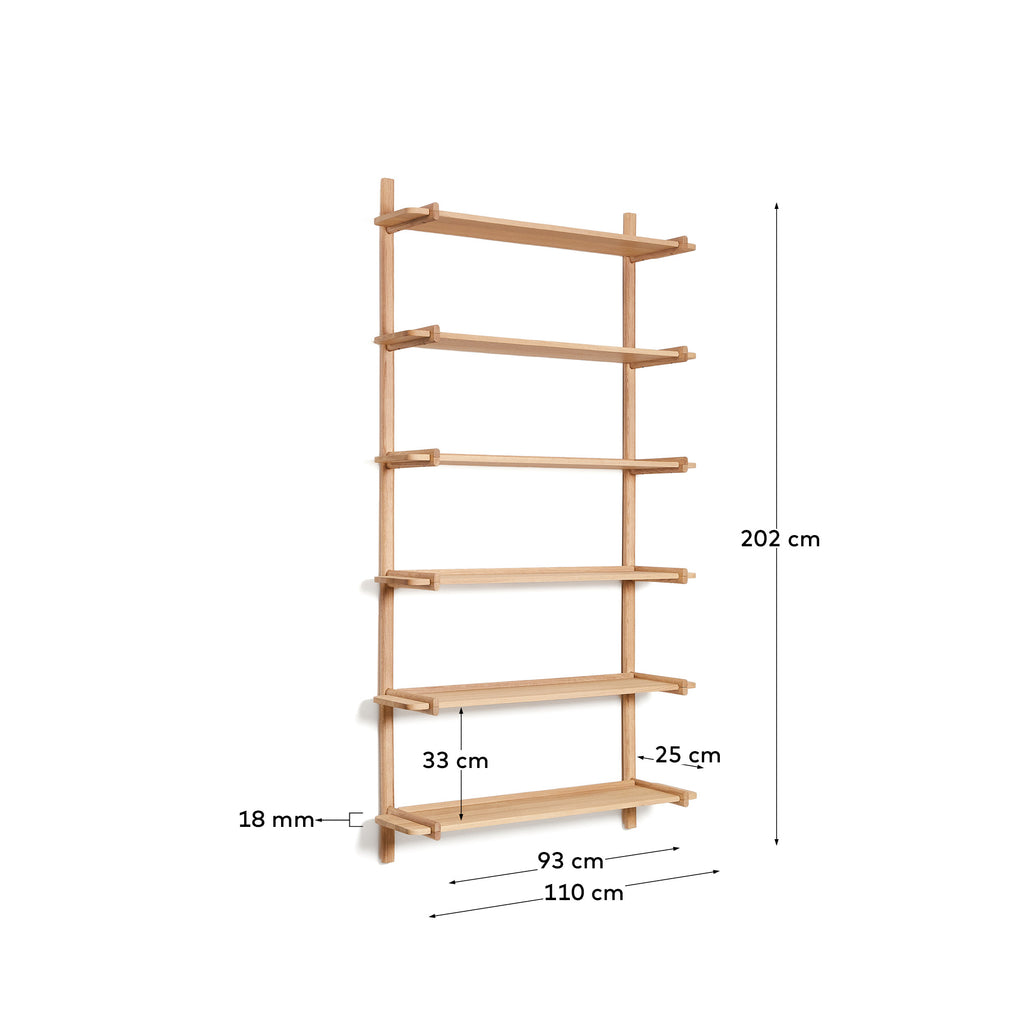 Prestatgeria modular Sitra 6 lleixes fusta massissa roure acabat natural 110cm FSC Mix Credit