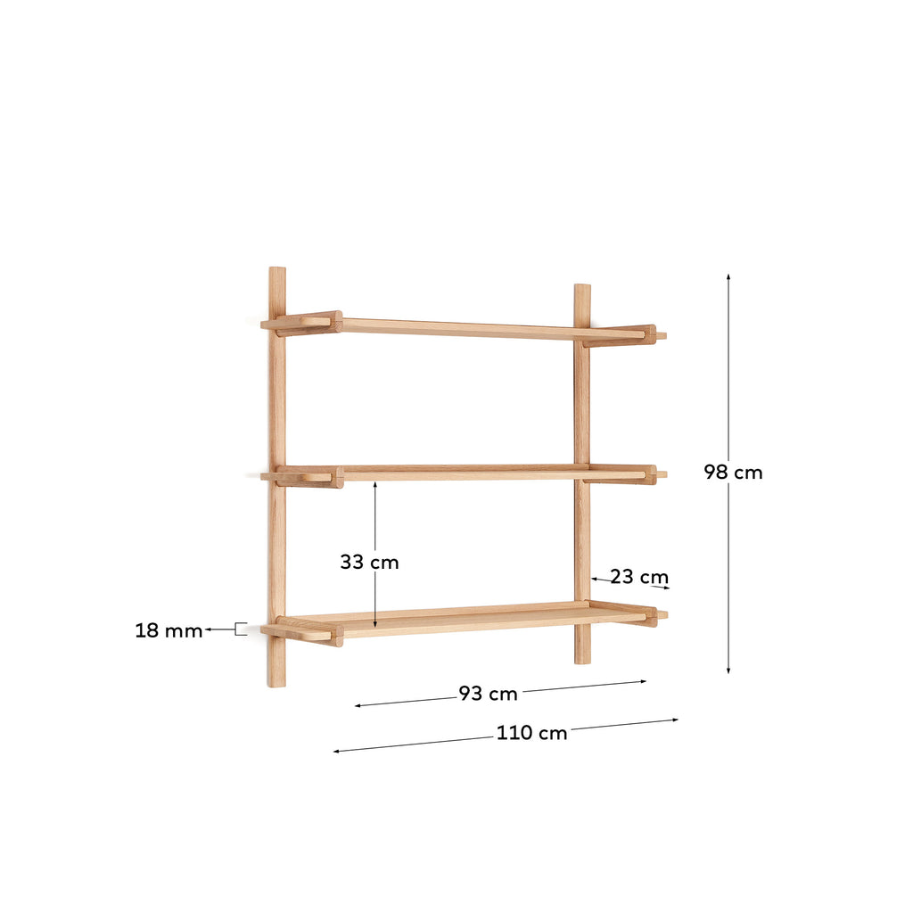 Prestatgeria modular Sitra 3 lleixes fusta massissa roure acabat natural 110cm FSC Mix Credit