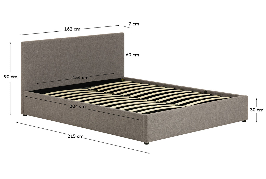 Llit amb canapè abatible Nahiri gris per a matalàs de 150 x 200 cm