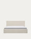 Lit Nahiri en chenille beige avec coffre relevable pour matelas de 150 x 200 cm