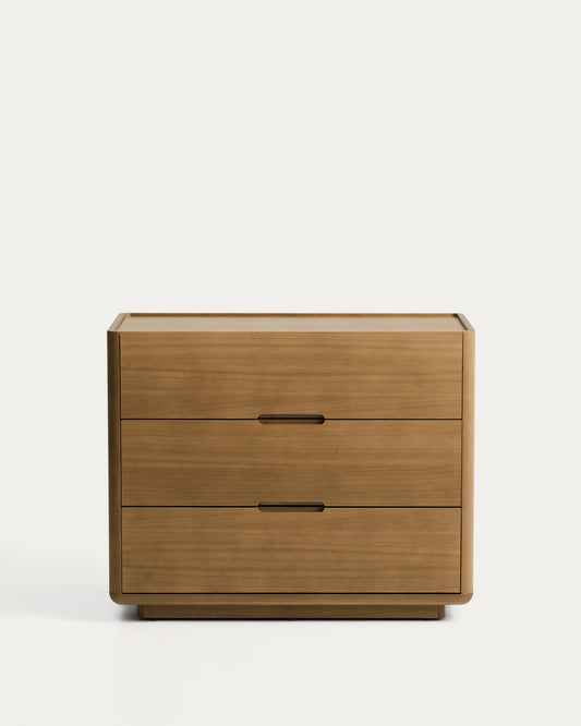 Commode Arelida en placage et bois de chêne finition marron clair 100 x 80 cm FSC Mix Credit