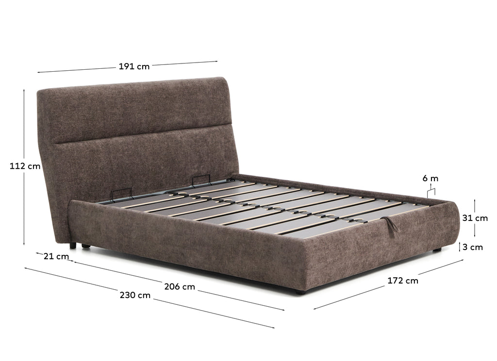 Llit desenfundable amb canapè abatible Dafra de xenilla marró fosc per a matalàs de 160 x 200 cm