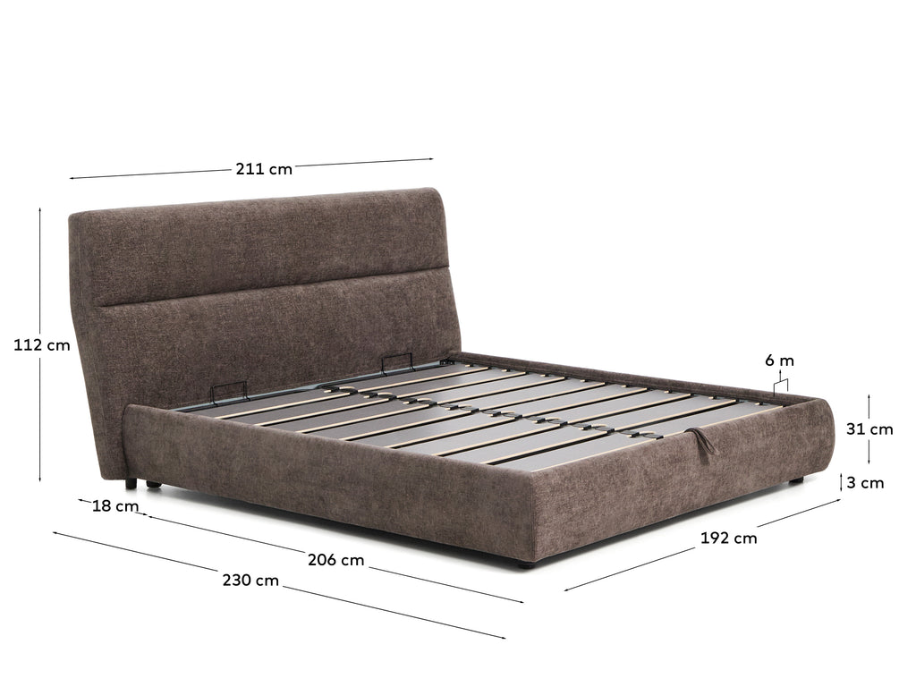Llit desenfundable amb canapè abatible Dafra de xenilla marró fosc per a matalàs de 180 x 200 cm
