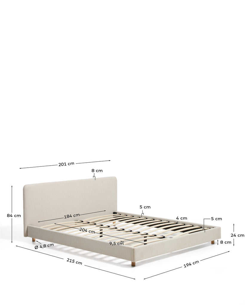 Cama Selven de xenilla beix per a matalàs de 180 x 200 cm
