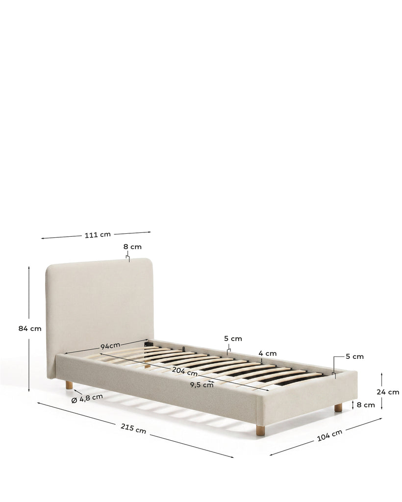 Cama Selven de xenilla beix per a matalàs de 90 x 200 cm