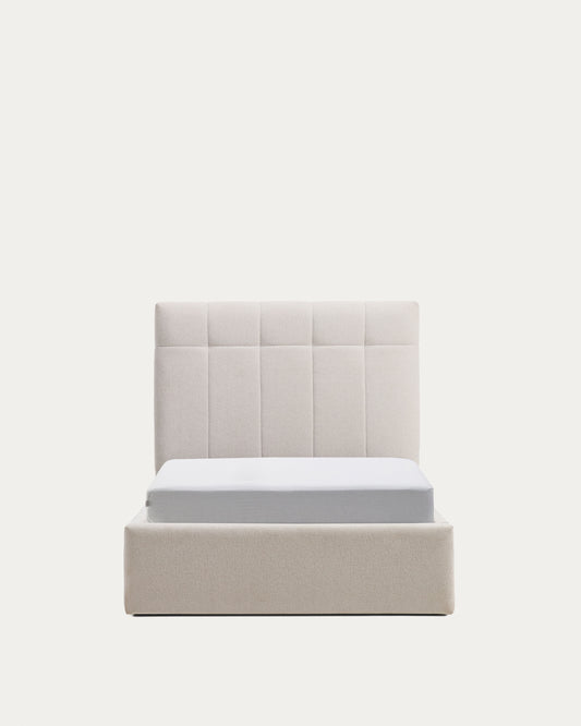 Cama amb canapè abatible Darnela de xenilla cru per a matalàs de 90 x 200 cm