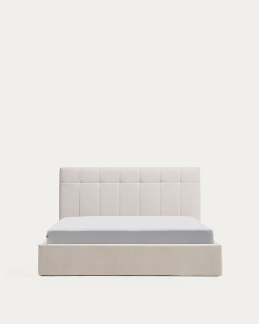 Cama amb canapè abatible Darnela de xenilla cru per a matalàs de 150 x 200 cm