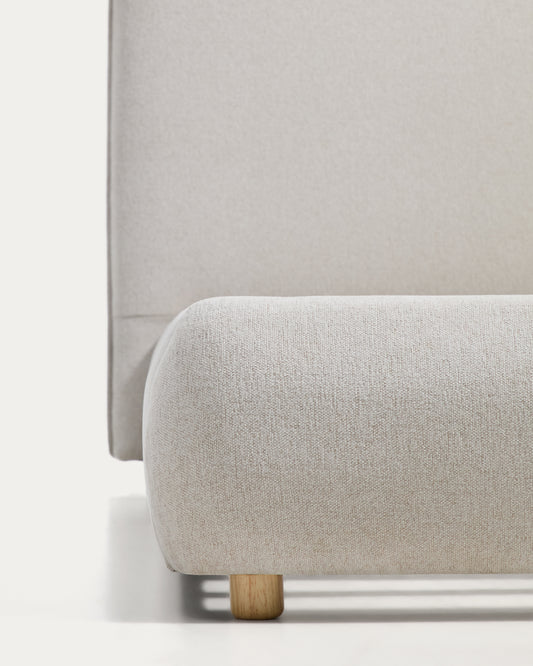 Lit Elerio en chenille écrue pour matelas de 90 x 200 cm