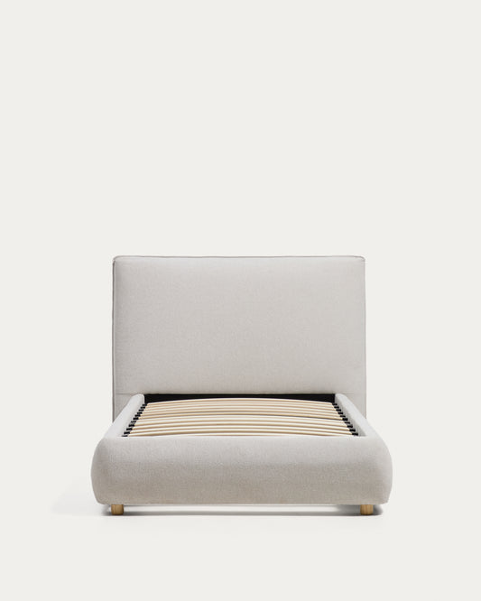 Cama Elerio en chenilla crudo para colchón de 90 x 200 cm