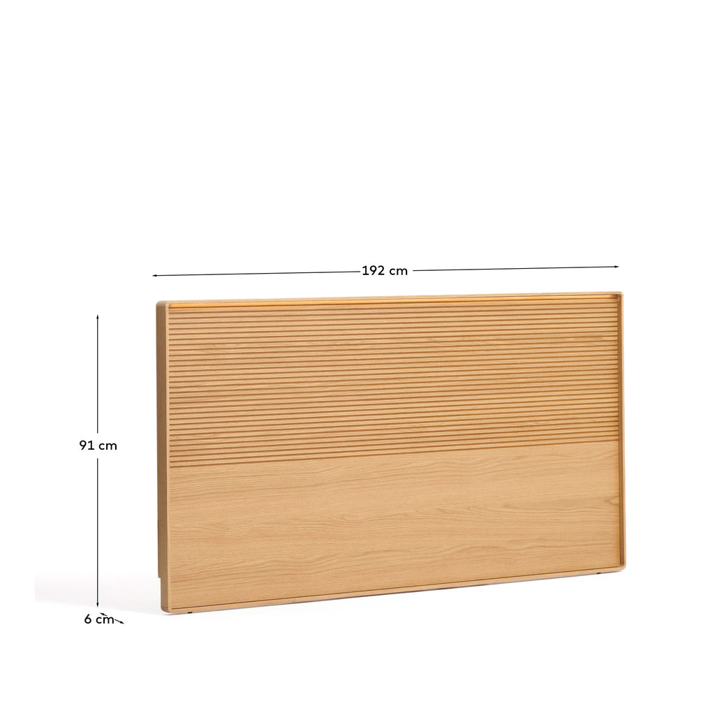 Cabecero Norlen de chapa de roble con acabado en tono natural y luz LED para cama de hasta 180 cm FSC Mix Credit