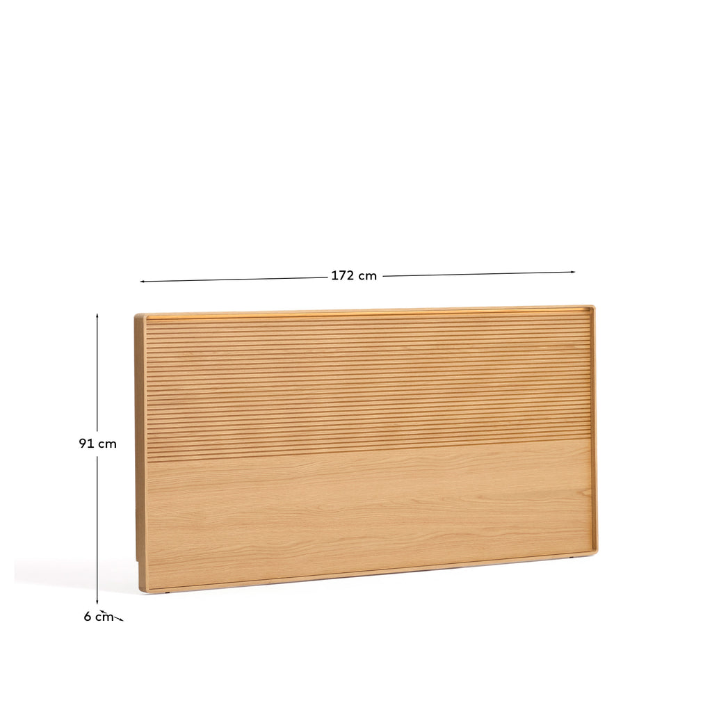 Capçal Norlen de xapa de roure amb acabat en to natural i llum LED per a llit de fins a 160 cm FSC Mix Credit