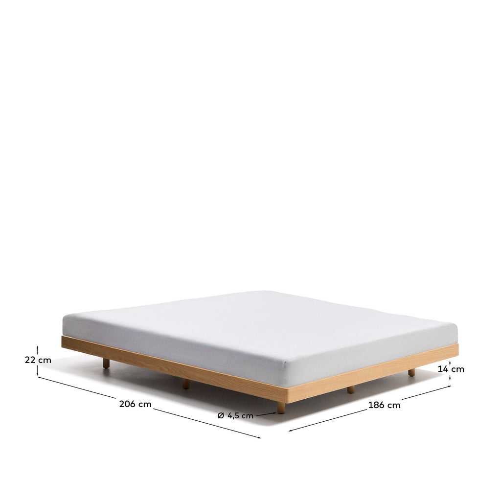 Base Norlen en placage de chêne avec finition naturelle pour matelas de 180 x 200 cm FSC Mix Credit