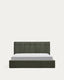 Cama con canapé abatible Darnela de chenilla verde musgo para colchón de 150 x 200 cm