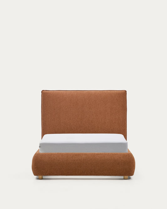 Lit Elerio en chenille cuivrée douce pour matelas de 90 x 200 cm