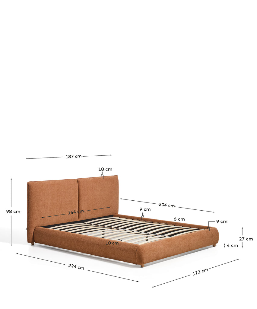 Llit Elerio de xenilla coure suau per a matalàs de 150 x 200 cm