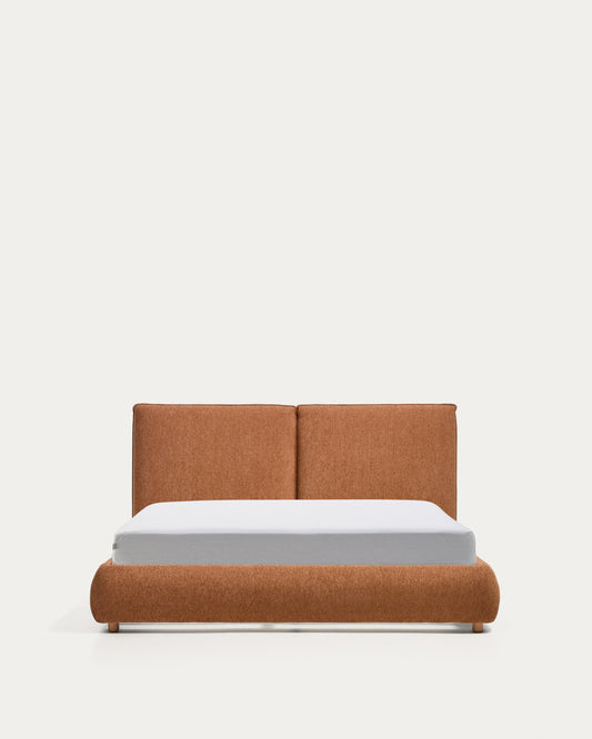 Lit Elerio en chenille cuivrée douce pour matelas de 150 x 200 cm