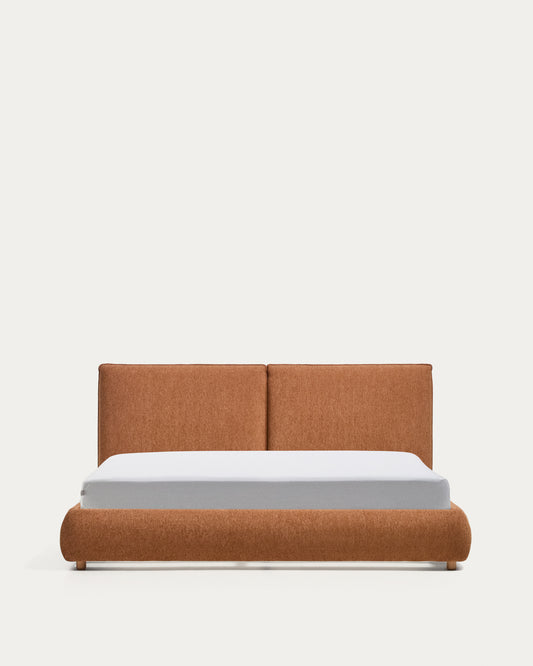 Cama Elerio en chenilla cobrizo suave para colchón de 180 x 200 cm
