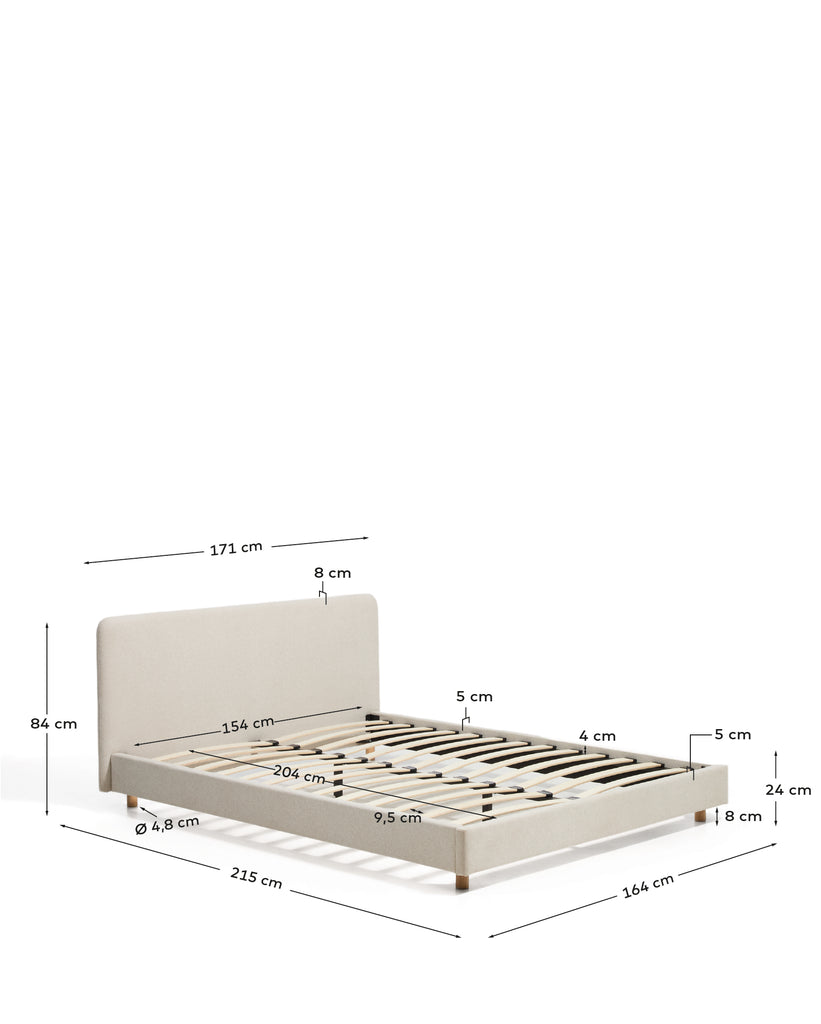 Cama Selven de xenilla beix per a matalàs de 150 x 200 cm