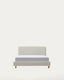 Cama desenfundable Valma de chenilla perla y patas madera maciza de haya colchón de 90x200cm