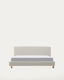 Cama desenfundable Valma de chenilla perla y patas madera maciza de haya colchón de 160x200cm