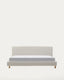 Cama desenfundable Valma de chenilla perla y patas madera maciza de haya colchón de 180x200cm